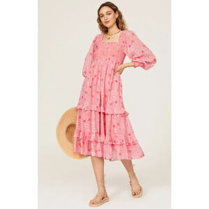 LoveShackFancy Miri Pink Cotton Mini Dress